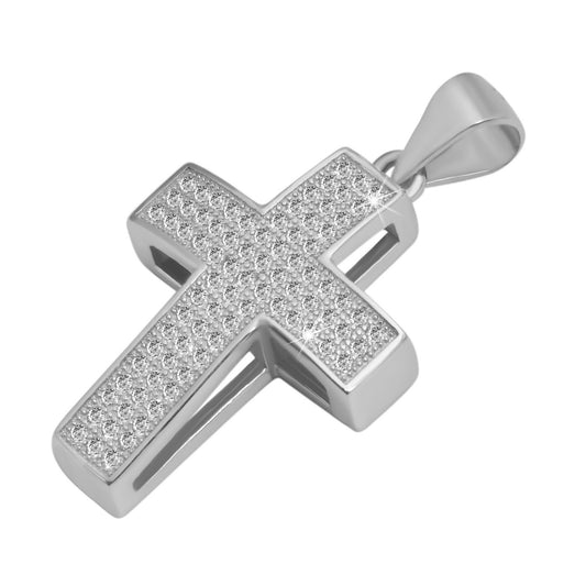 Damen Anhänger – Kreuz Kreuzanhänger aus 925 Silber mit Zirkonia