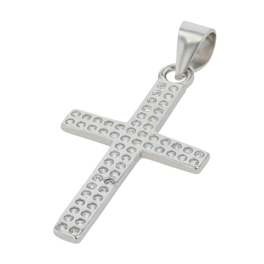 Damen Anhänger – Kreuz Kreuzanhänger aus 925 Silber mit Zirkonia