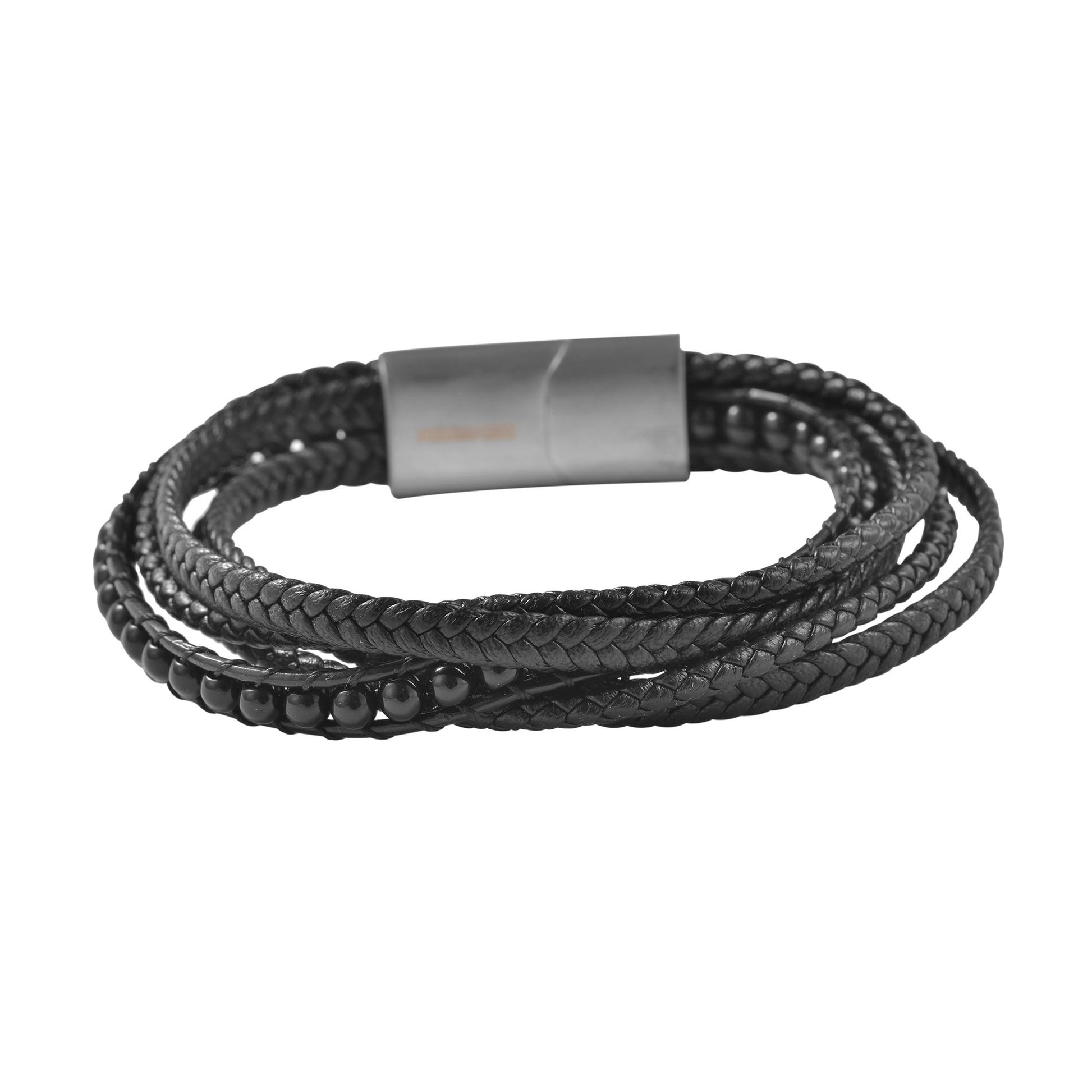 Unisex Armband – Lederarmband aus Leder mit Onyx 23 cm