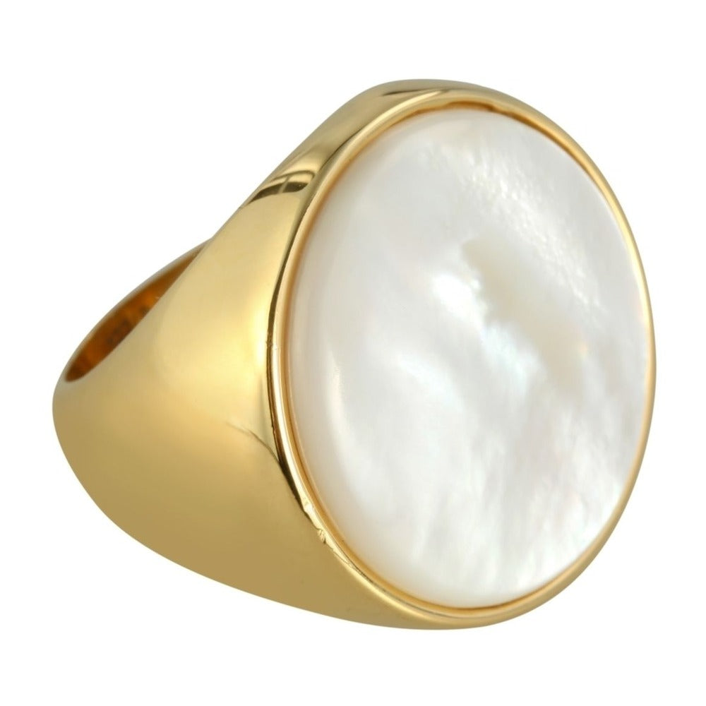 Damen Ring aus Edelstahl mit Perlmutt