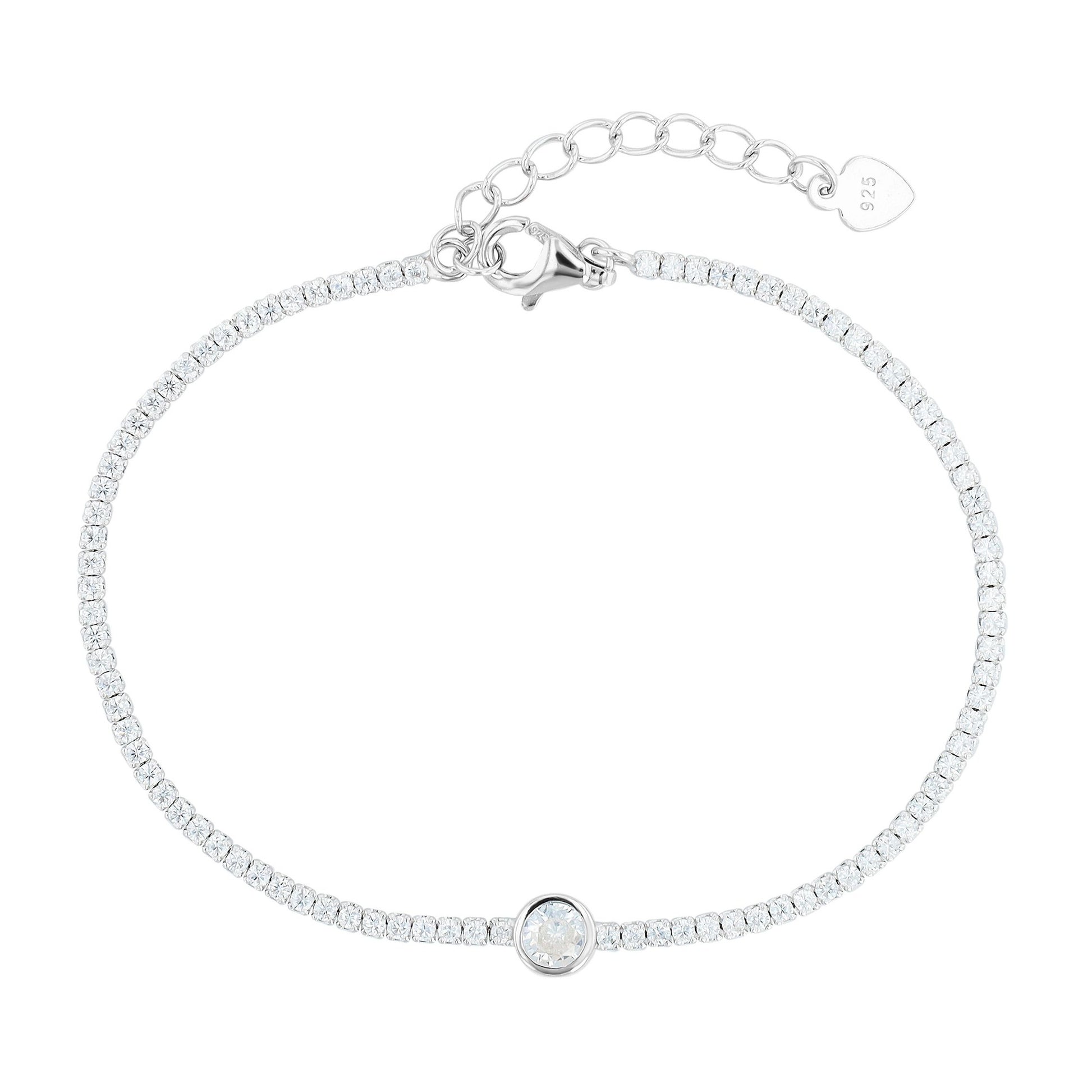 Damen Armband aus 925 Silber mit Zirkonia 17+3 cm
