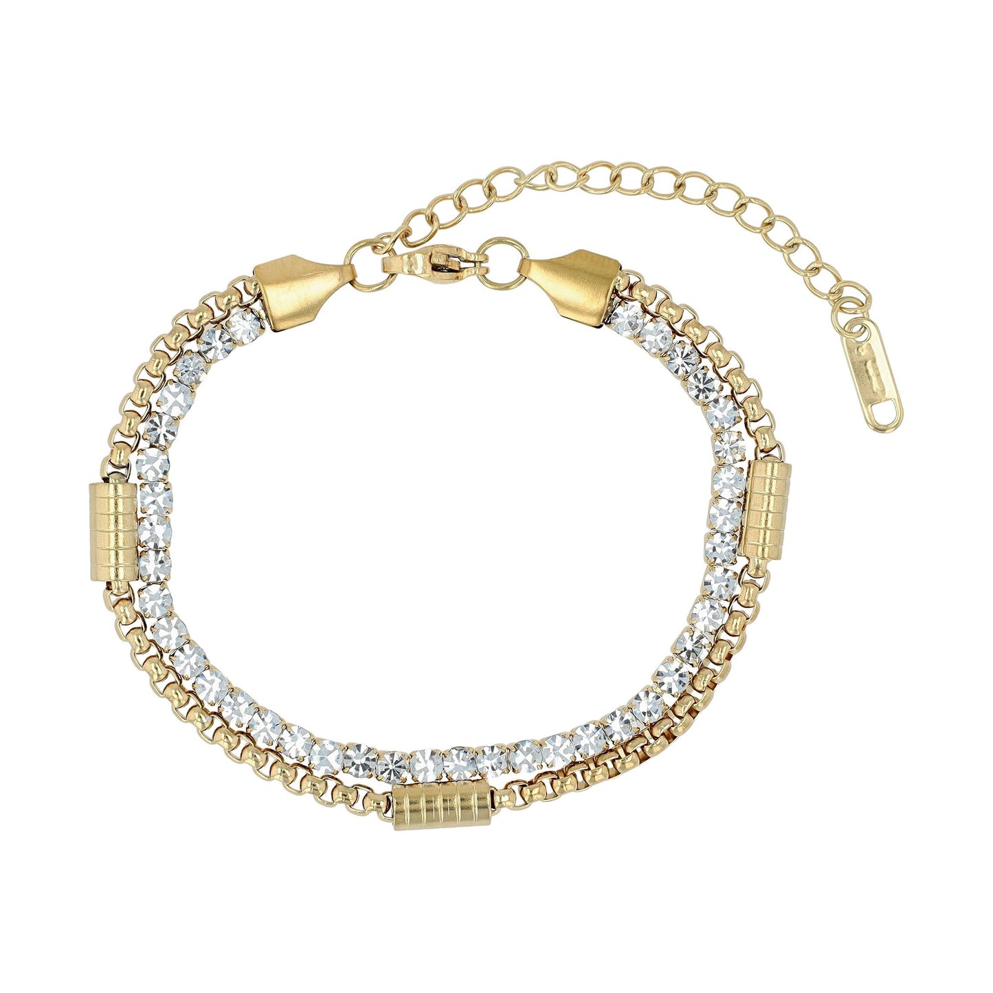 Damen Armband aus Edelstahl mit Strass Steinchen 17,5 cm