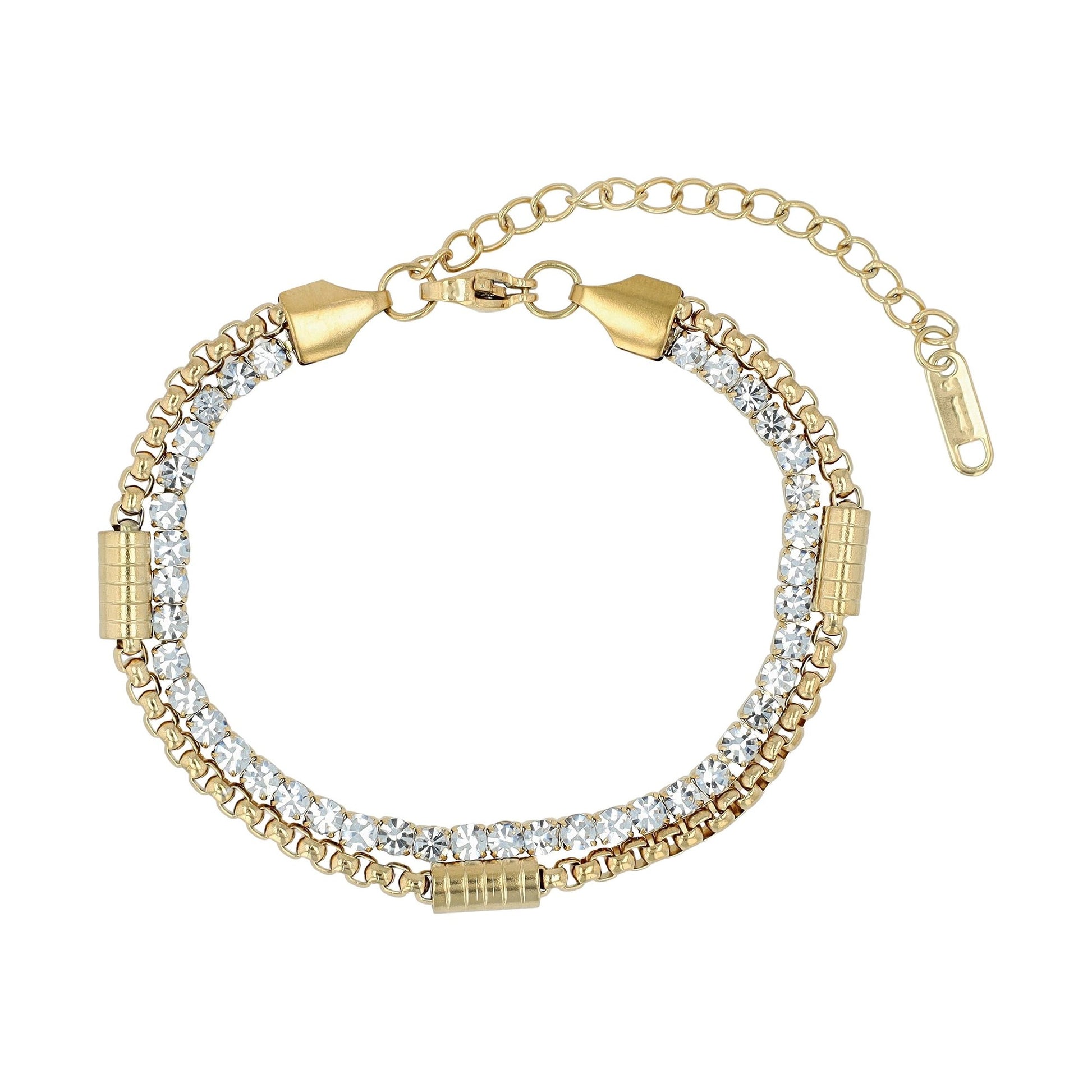 Damen Armband aus Edelstahl mit Strass Steinchen 17,5 cm