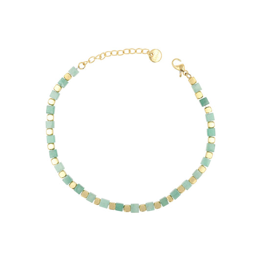 Damen Armband aus Edelstahl mit Aventurin 17,5+3 cm