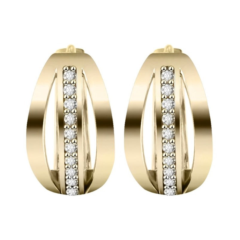 Damen Ohrringe – Klappcreole aus 333 Gold mit Zirkonia
