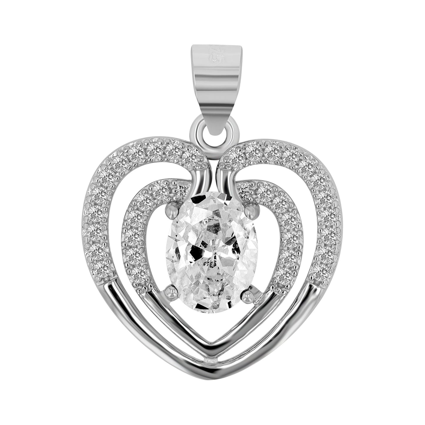 Damen Anhänger – Herz Herzanhänger aus 925 Silber mit Zirkonia