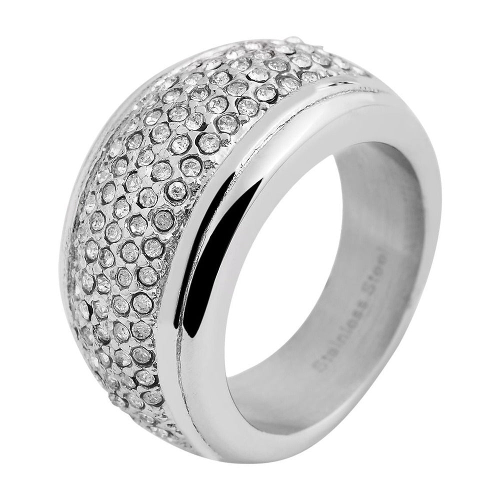 Damen Ring aus Edelstahl mit Strass Steinchen