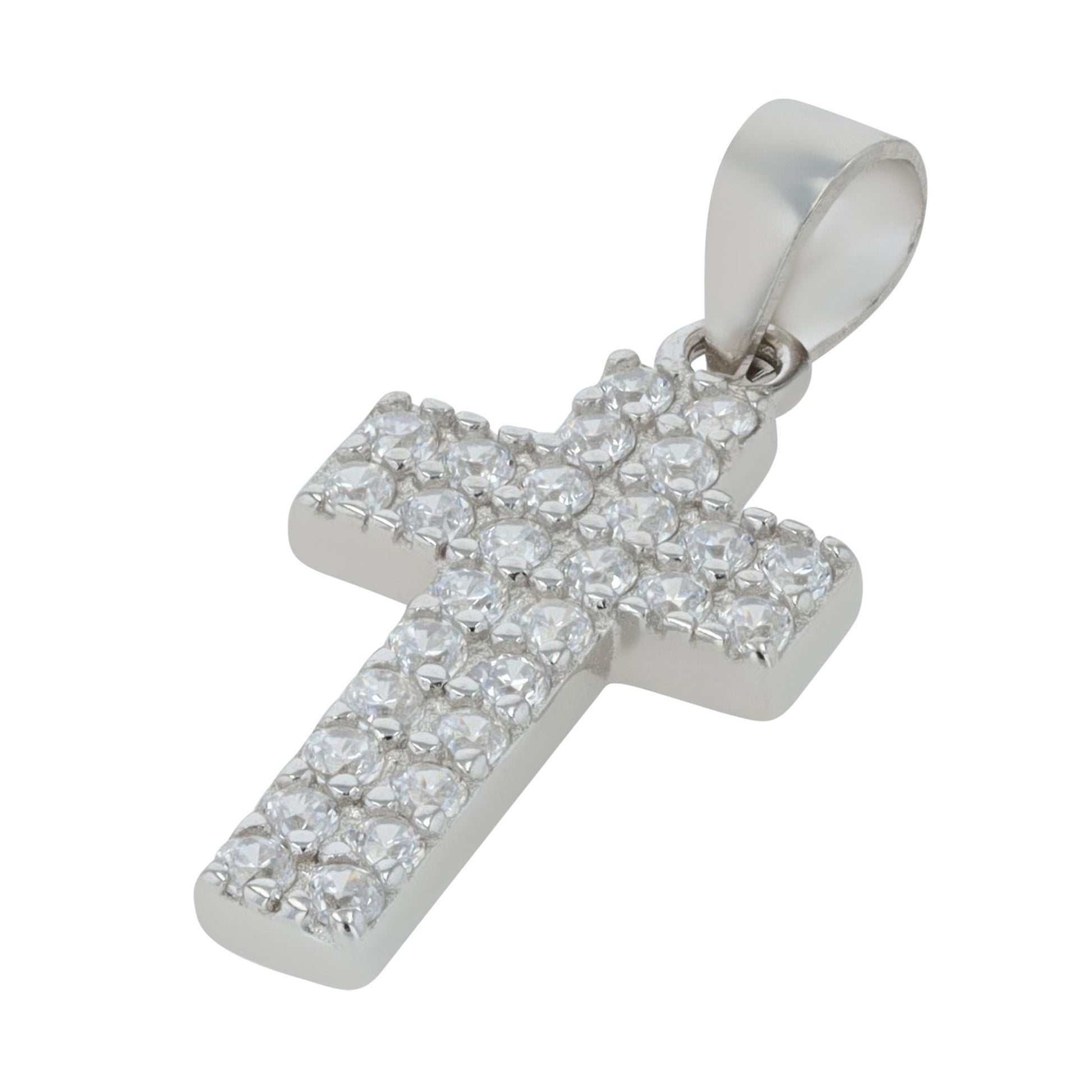 Damen Anhänger – Kreuz Kreuzanhänger aus 925 Silber mit Zirkonia