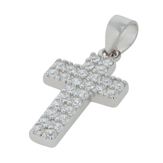 Damen Anhänger – Kreuz Kreuzanhänger aus 925 Silber mit Zirkonia