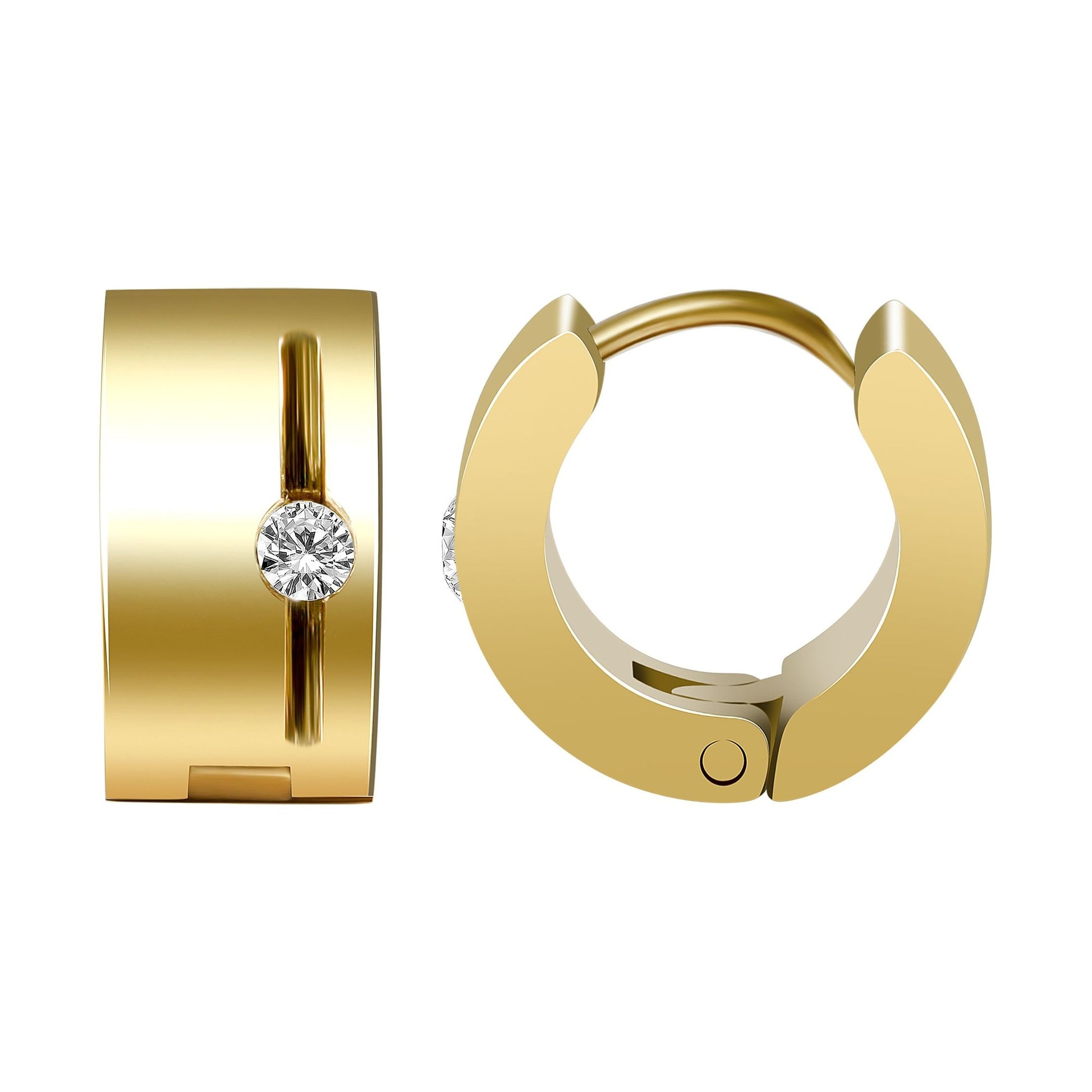 Damen Ohrringe – Klappcreole aus Edelstahl mit Strass Steinchen