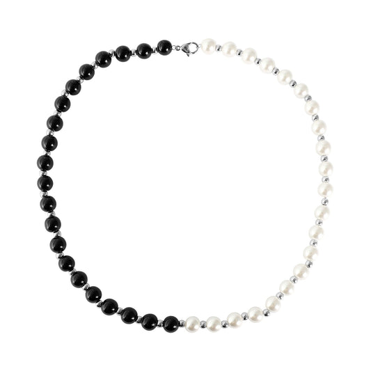 Damen Halskette aus Glas mit Perle 45 cm