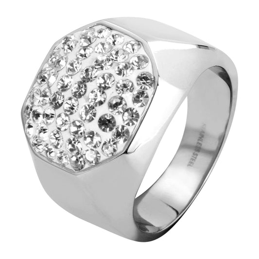 Damen Ring aus Edelstahl mit Strass Steinchen