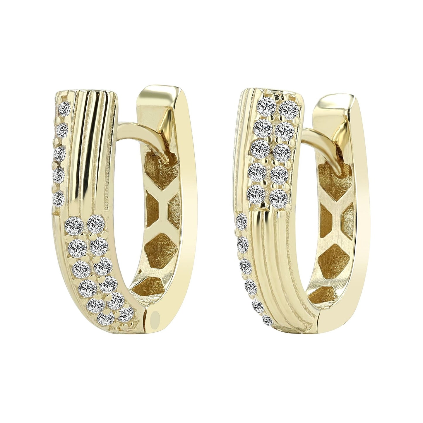 Damen Ohrringe – Klappcreole aus 333 Gold mit Zirkonia