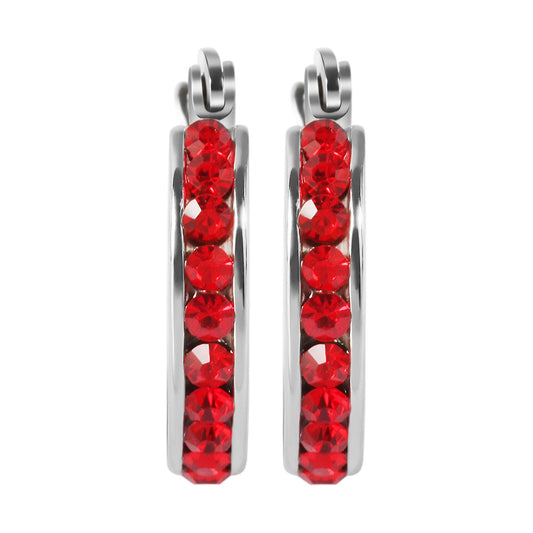 Damen Ohrringe – Creole aus Edelstahl mit Strass Steinchen