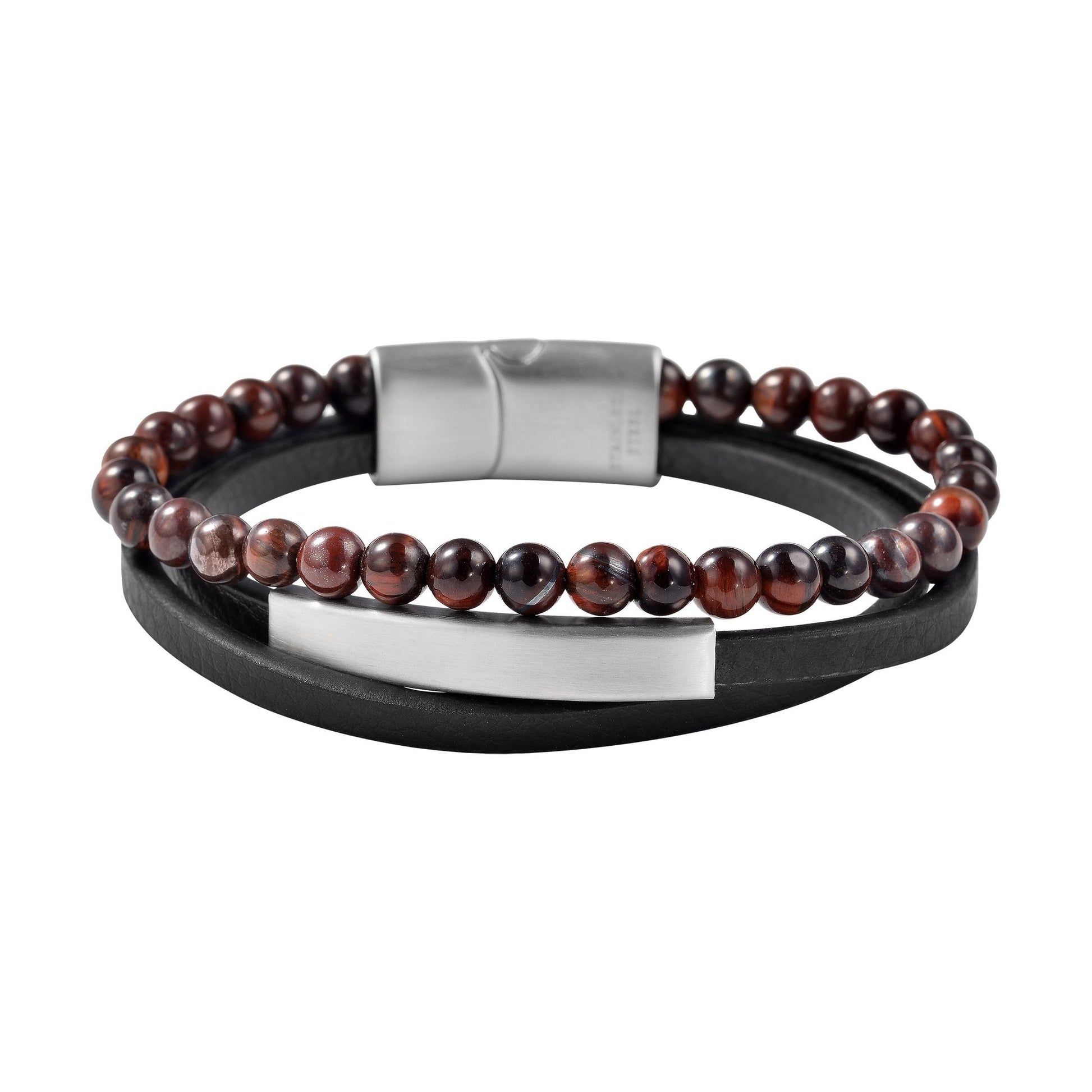 Unisex Armband – Lederarmband aus Leder mit Tigerauge 19 cm