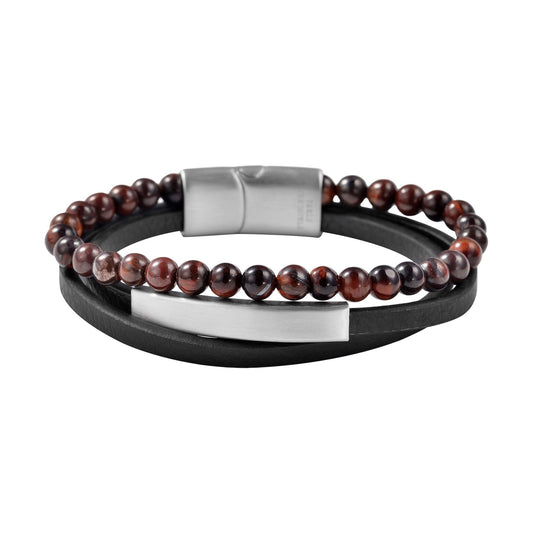 Unisex Armband – Lederarmband aus Leder mit Tigerauge 19 cm