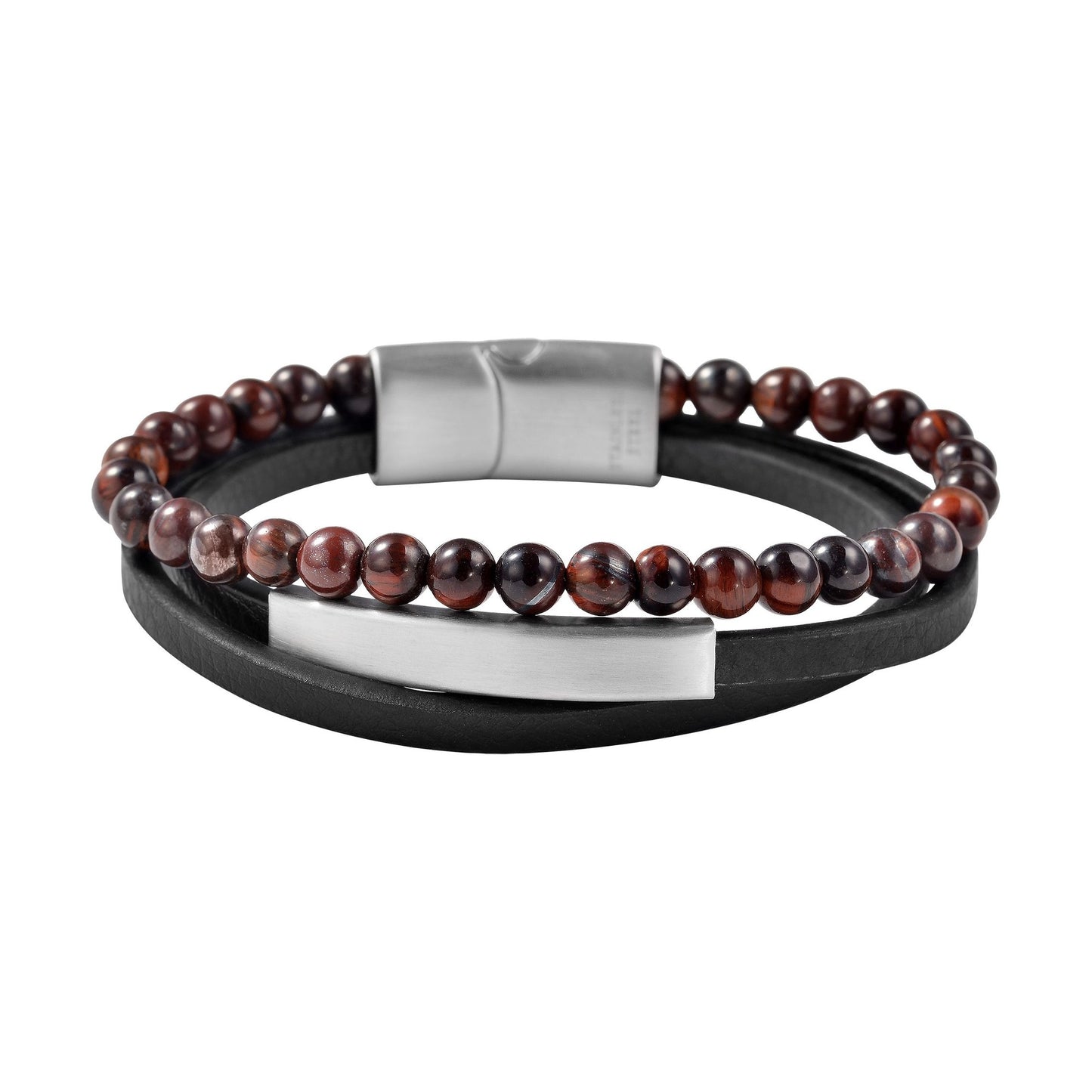 Unisex Armband – Lederarmband aus Leder mit Tigerauge 21 cm
