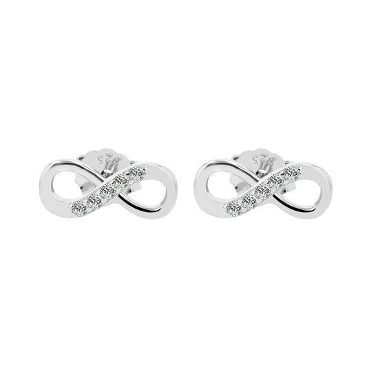 Damen Ohrringe – Ohrstecker Unendlichkeitszeichen aus 925 Silber mit Zirkonia
