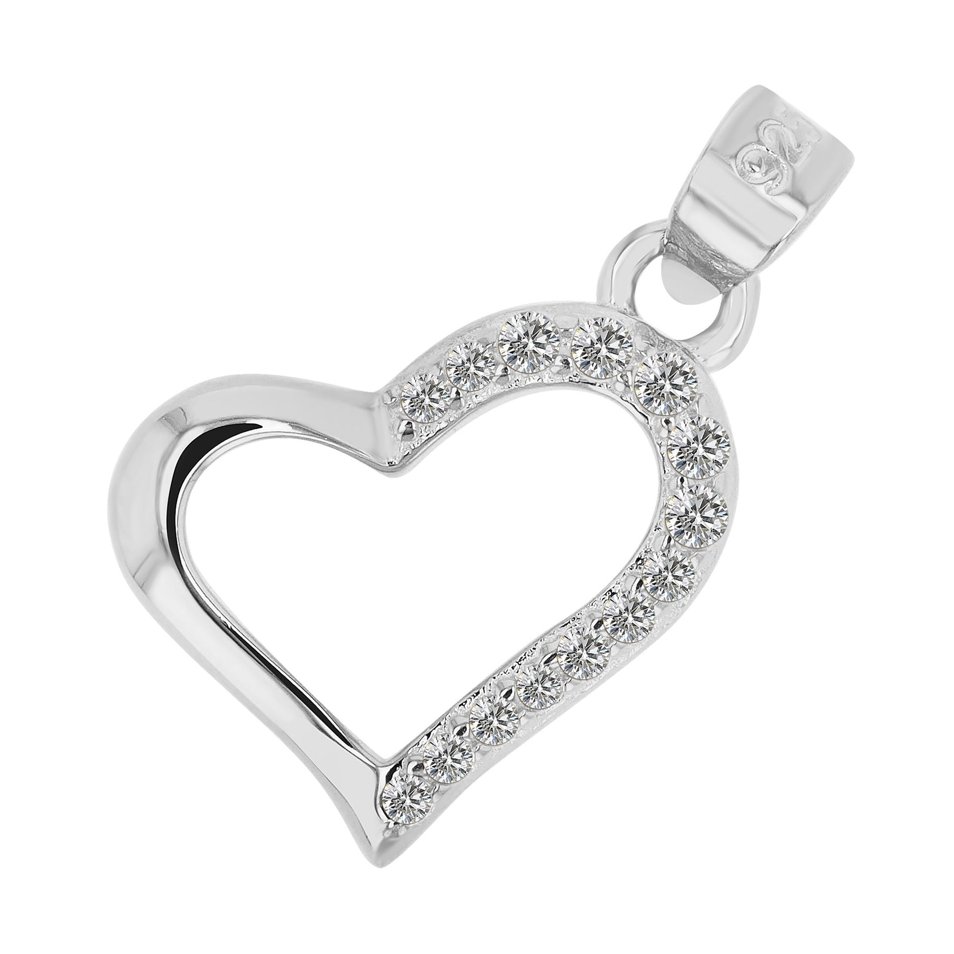 Damen Anhänger – Herz Herzanhänger aus 925 Silber mit Zirkonia