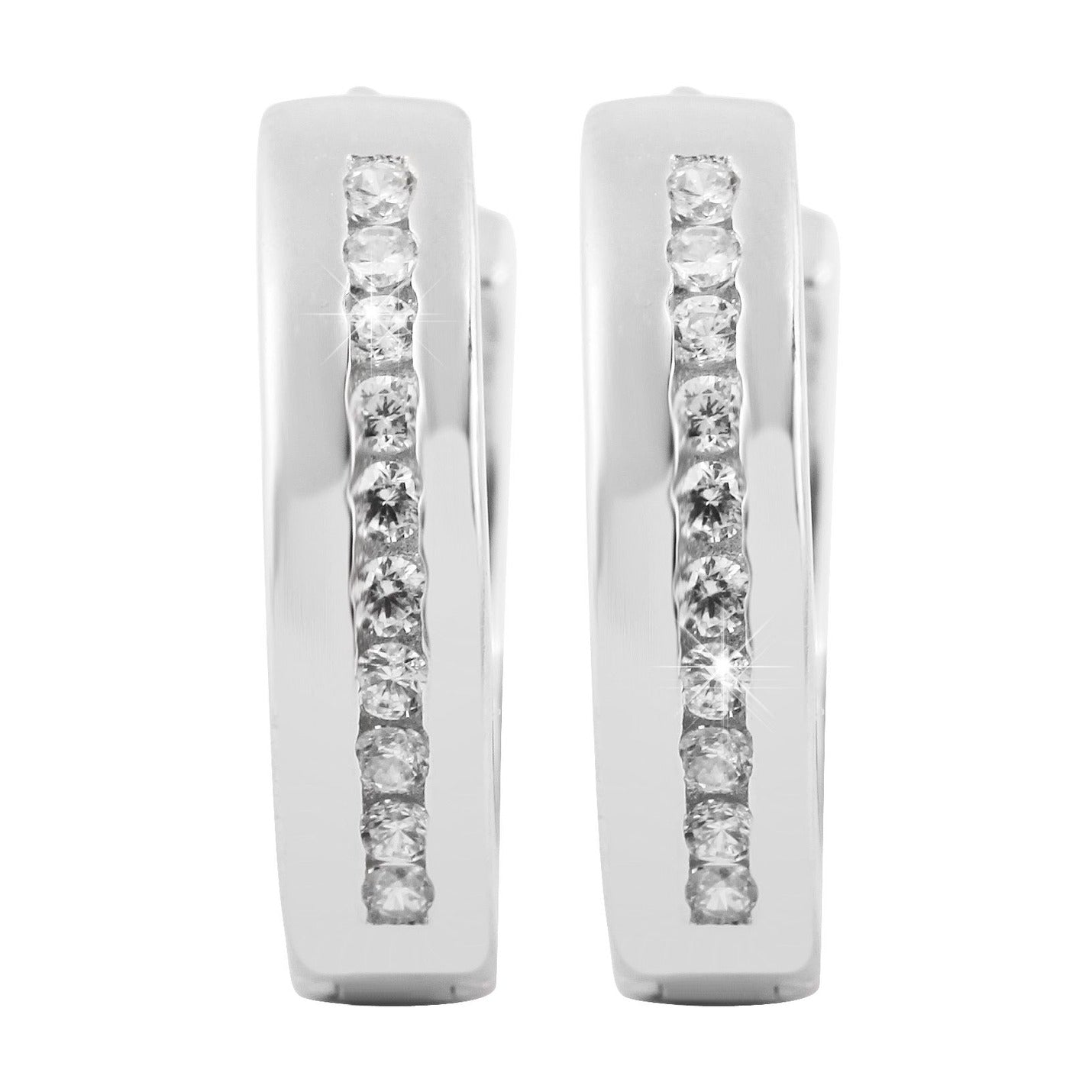 Damen Ohrringe – Klappcreole aus 925 Silber mit Zirkonia