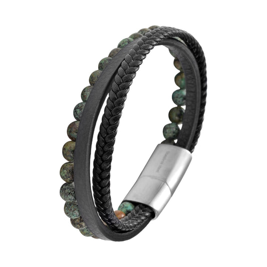 Unisex Armband – Lederarmband aus Leder mit Tigerauge 21 cm