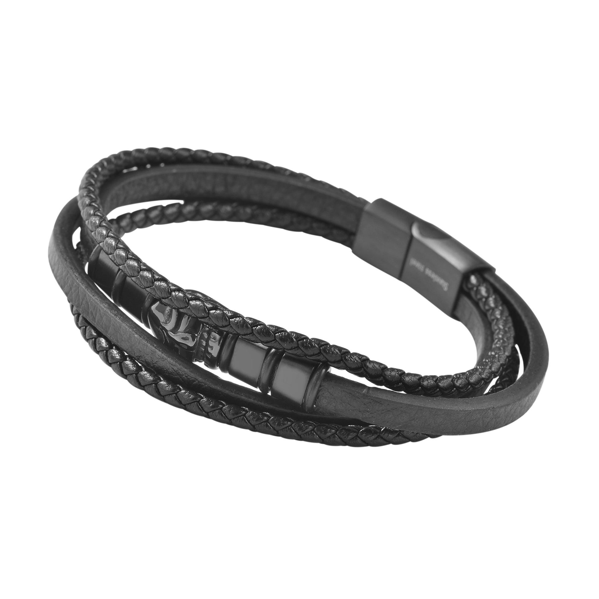 Unisex Armband – Lederarmband Totenkopf aus Leder 19 cm