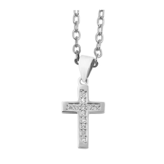 Damen Anhänger – Kreuz Kreuzanhänger aus 925 Silber mit Zirkonia