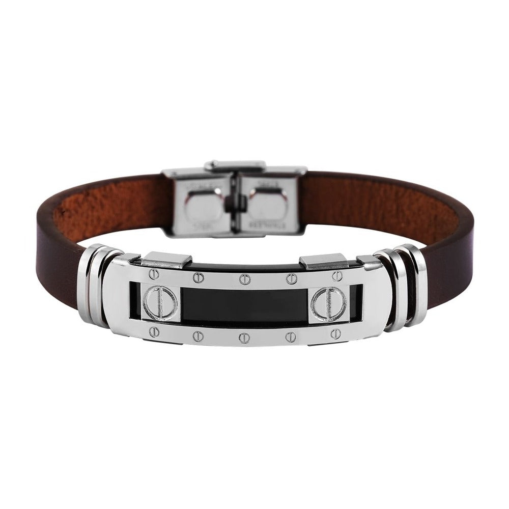 Herren Armband aus Leder 22 cm