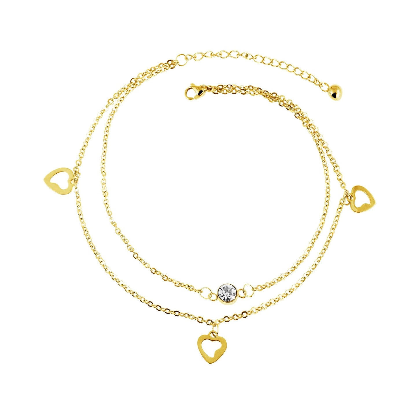 Damen Armband – Herz aus Edelstahl mit Strass Steinchen 26 cm