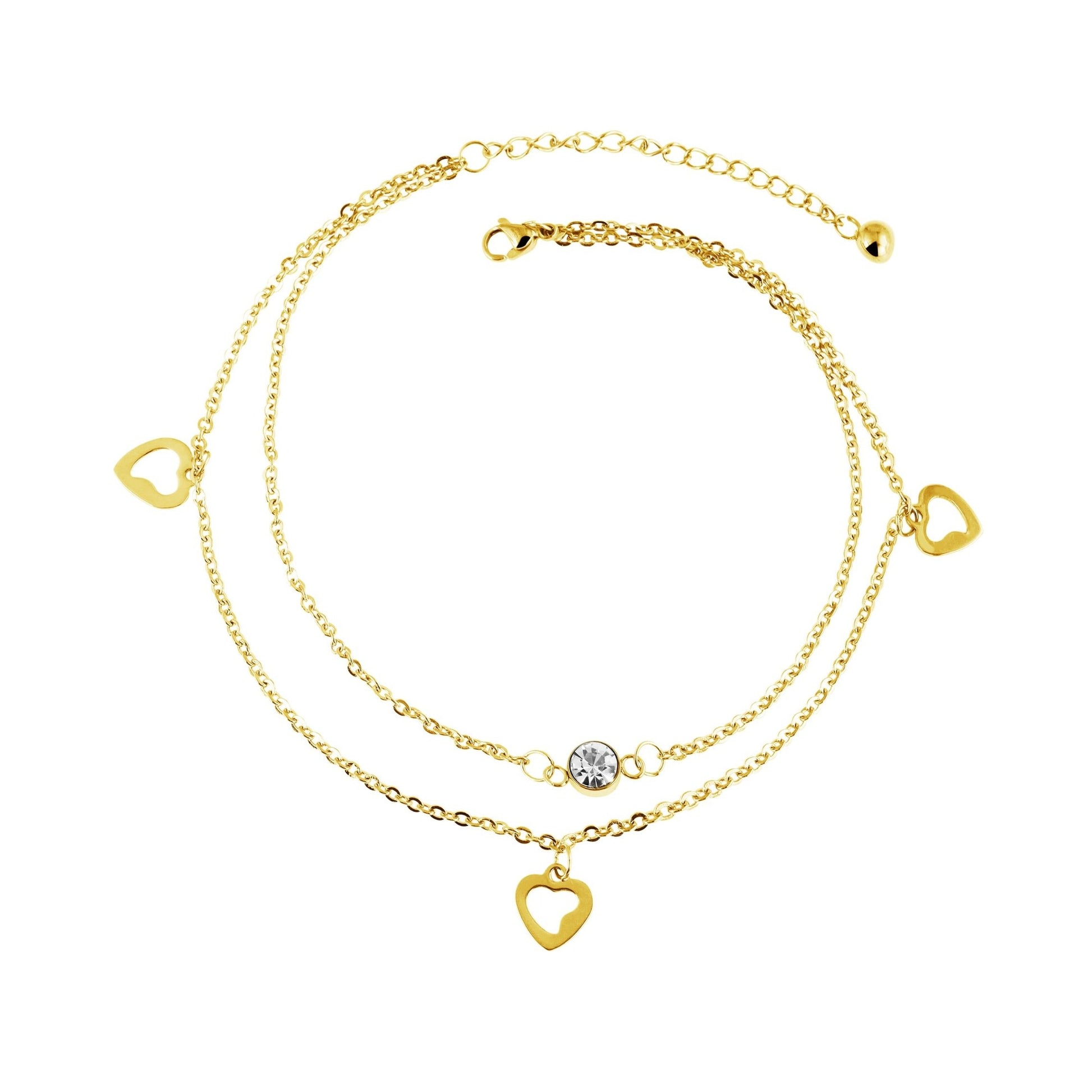 Damen Armband – Herz aus Edelstahl mit Strass Steinchen 26 cm