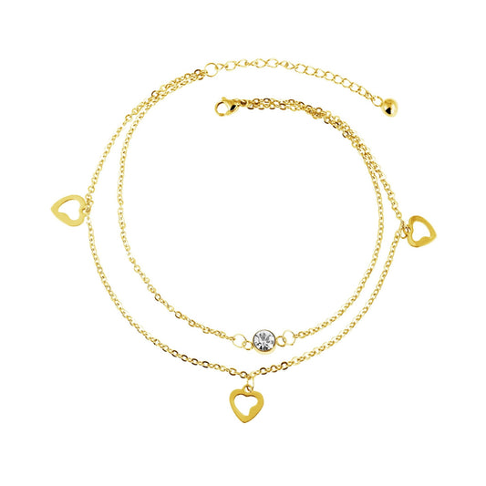 Damen Armband – Herz aus Edelstahl mit Strass Steinchen 26 cm