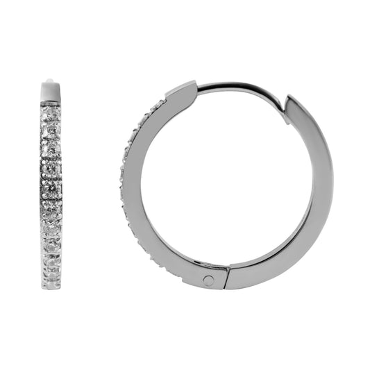 Damen Ohrringe – Creole aus Edelstahl mit Strass