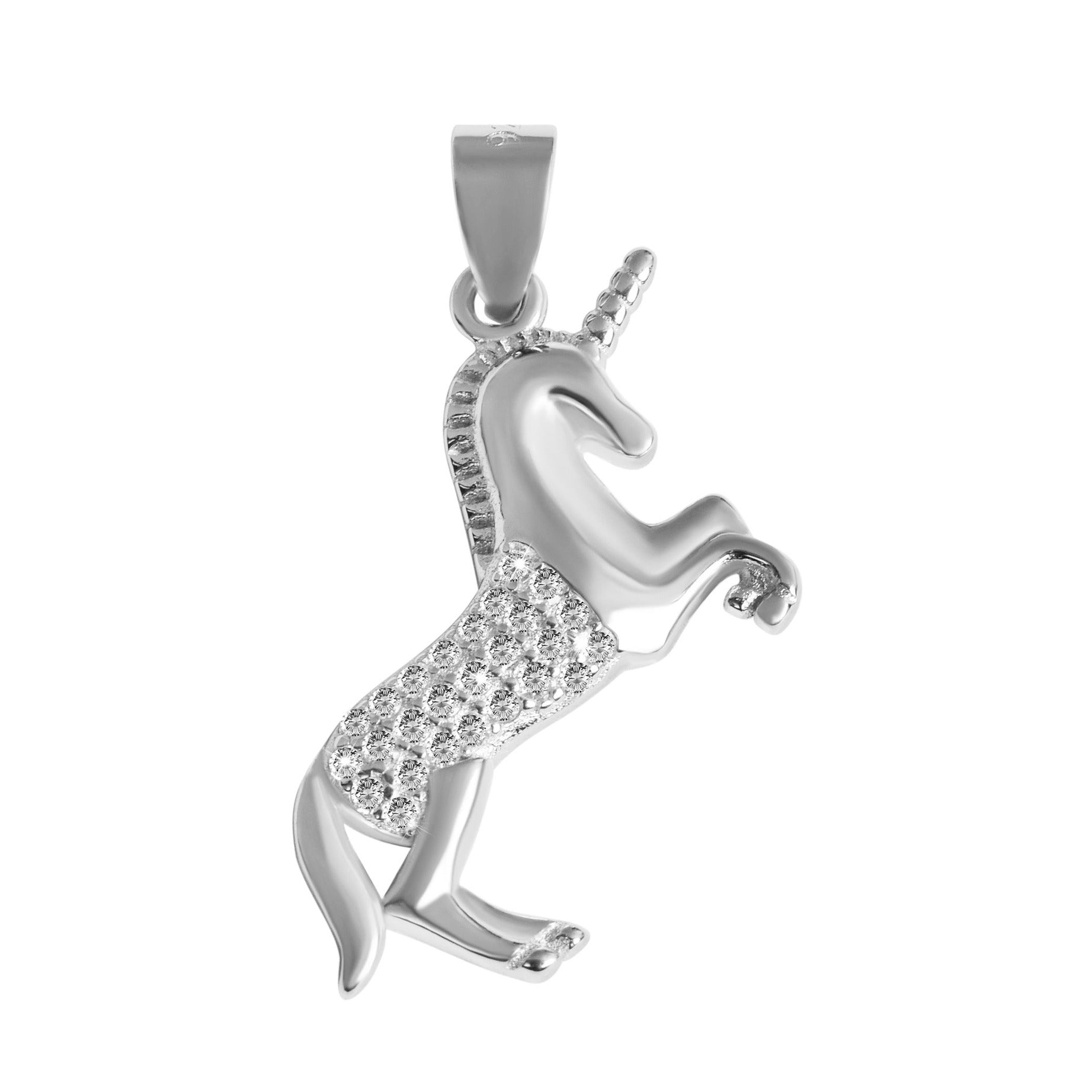 Damen Anhänger – Einhorn Anhänger aus 925 Silber mit Zirkonia