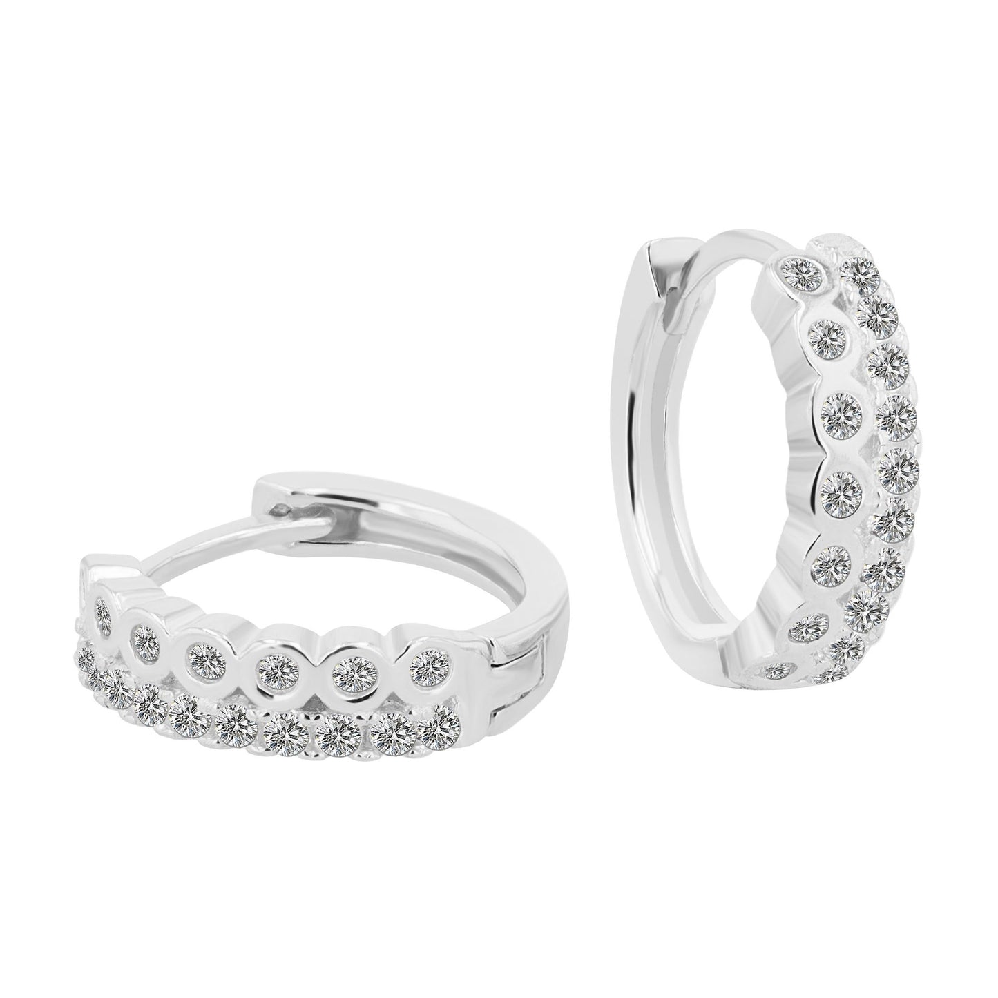 Damen Ohrringe – Klappcreole aus 925 Silber mit Zirkonia