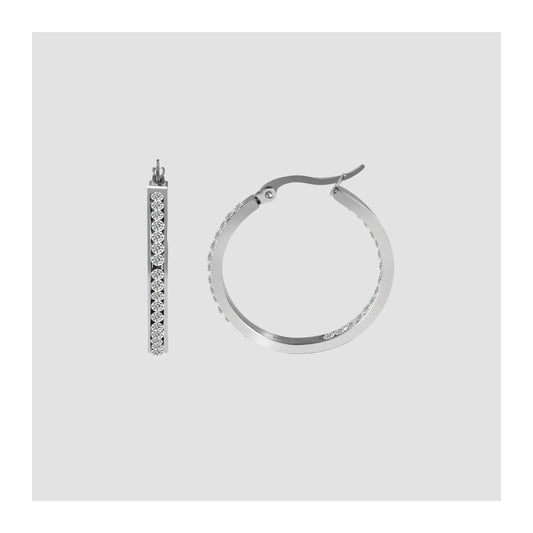 Damen Ohrringe – Creole aus Edelstahl mit Strass Steinchen
