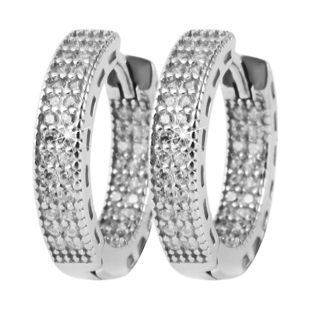 Damen Ohrringe – Klappcreole aus 925 Silber mit Zirkonia