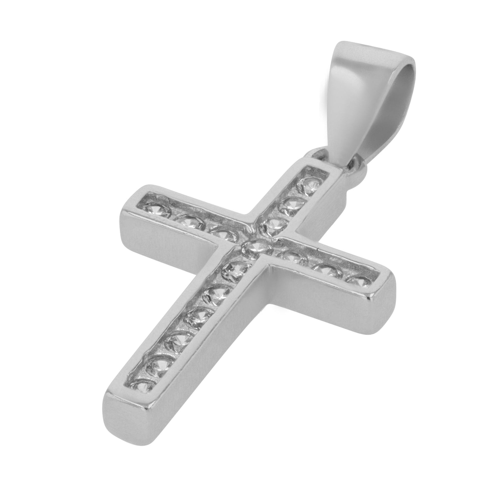 Damen Anhänger – Kreuz Kreuzanhänger aus 925 Silber mit Zirkonia