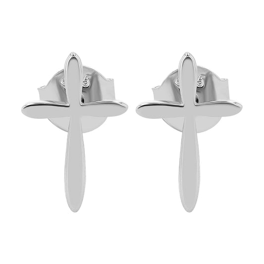 Damen Ohrringe – Ohrstecker Kreuz aus 925 Silber