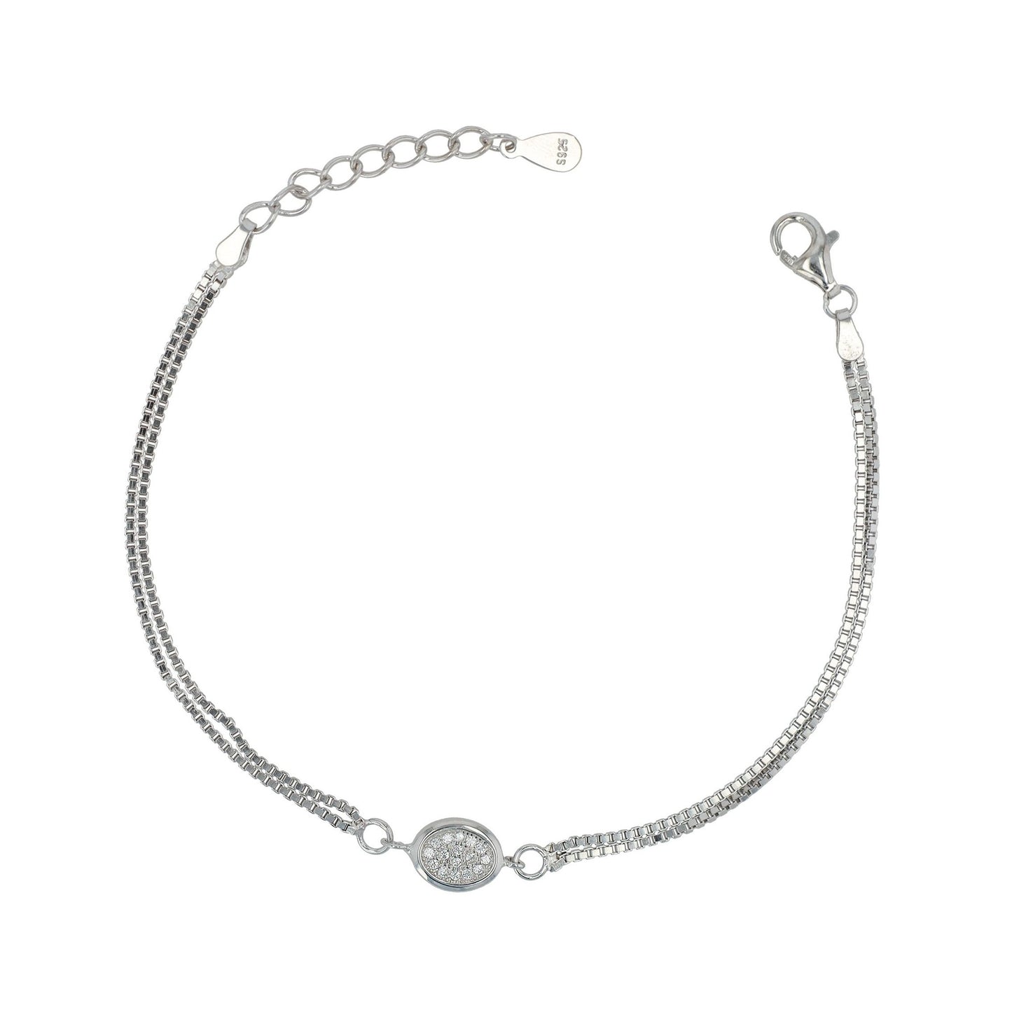 Damen Armband aus 925 Silber mit Zirkonia 17+3 cm