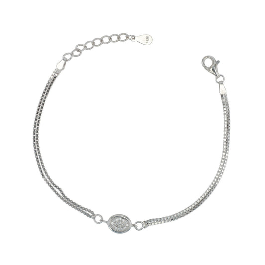 Damen Armband aus 925 Silber mit Zirkonia 17+3 cm