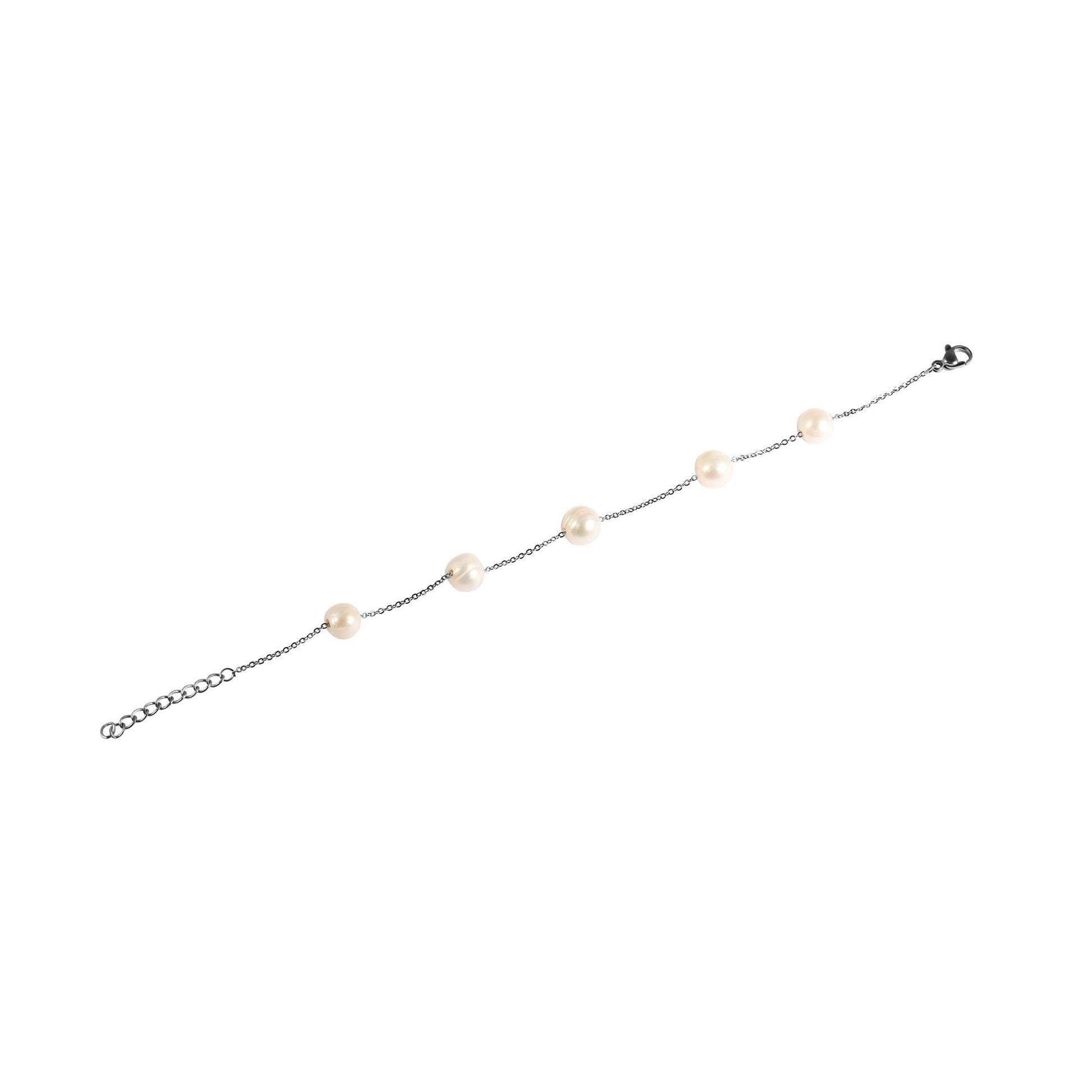 Damen Armband aus Edelstahl mit Süßwasserperle 18,5 cm