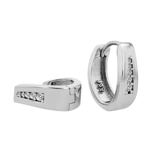 Damen Ohrringe – Klappcreole aus 925 Silber mit Zirkonia