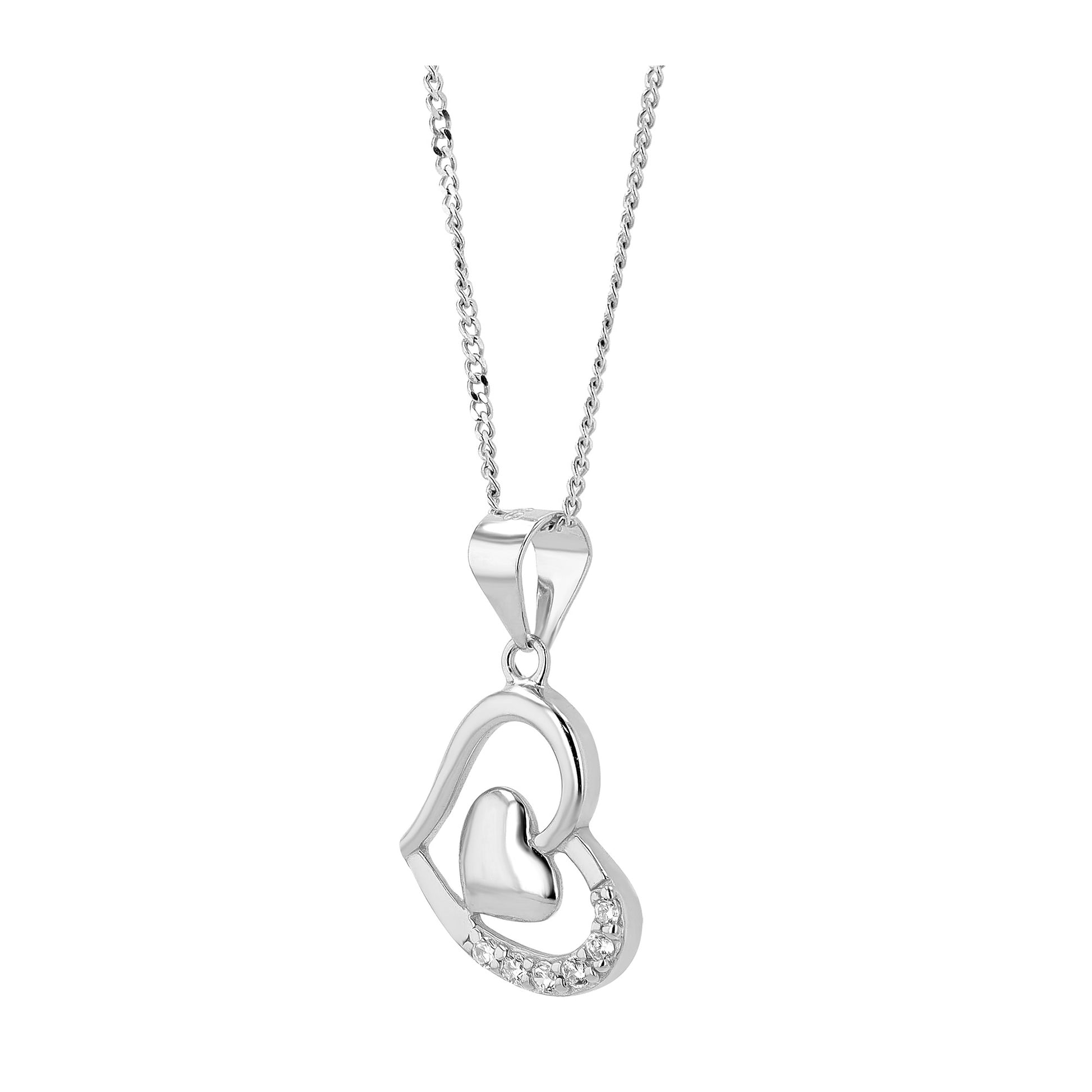 Damen Anhänger – Herz Herzanhänger aus 925 Silber mit Zirkonia