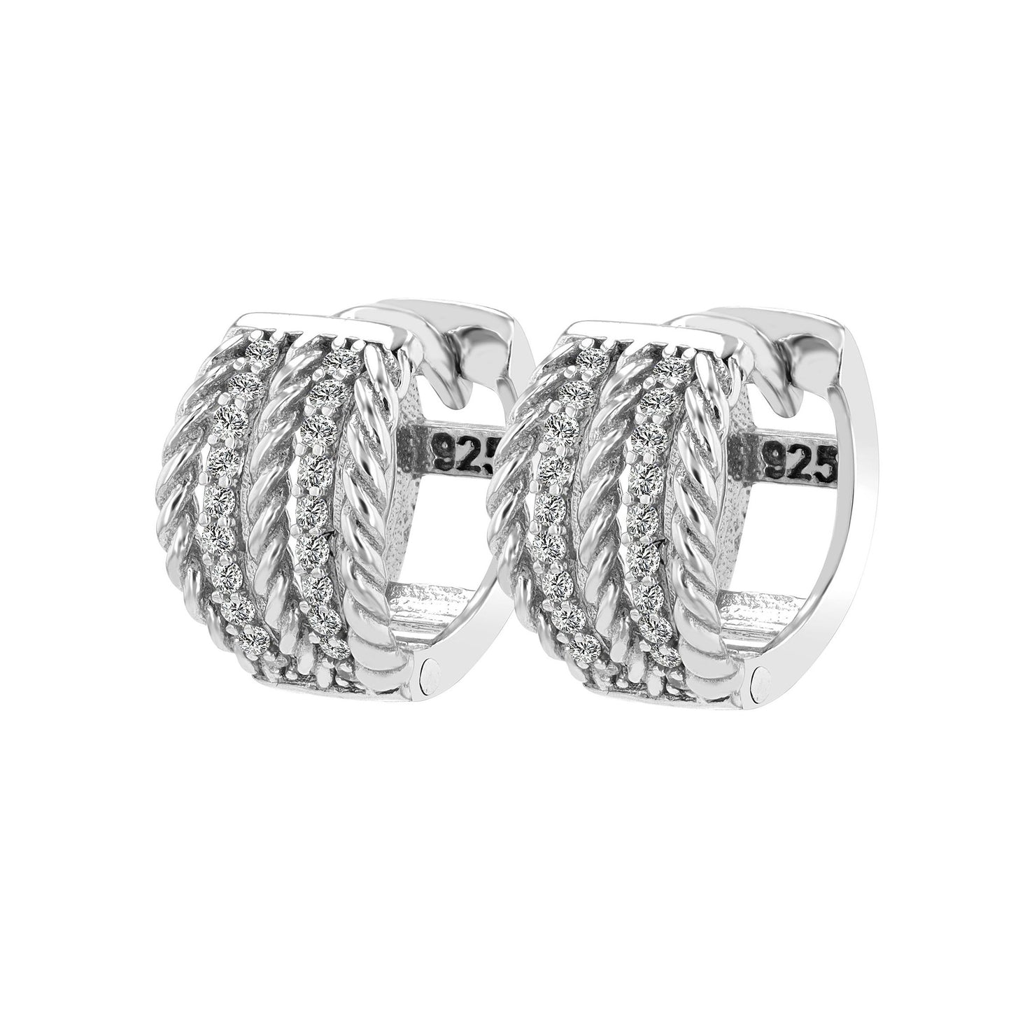 Damen Ohrringe – Klappcreole aus 925 Silber mit Zirkonia