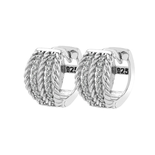 Damen Ohrringe – Klappcreole aus 925 Silber mit Zirkonia