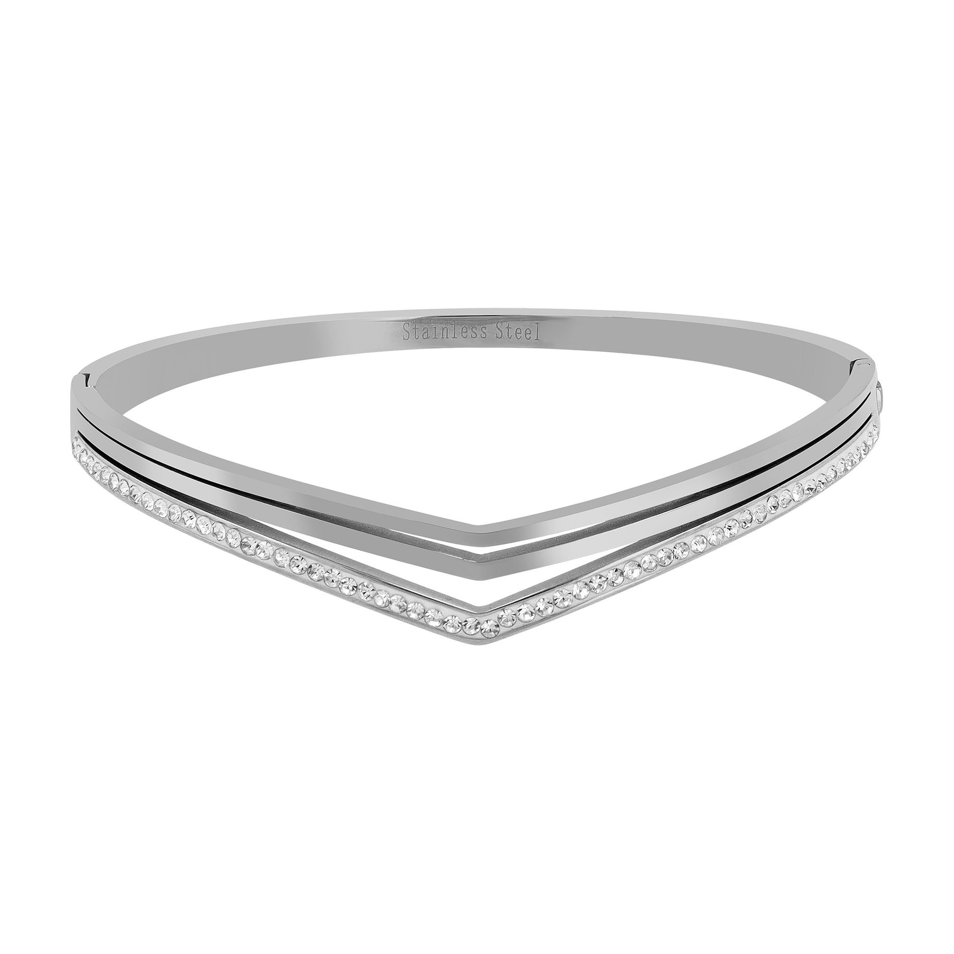 Damen Armband – Armreif aus Edelstahl mit Strass Steinchen Ø 6,0 cm cm