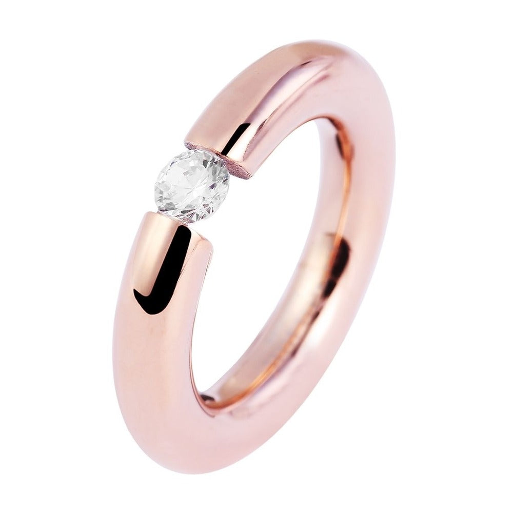 Damen Ring aus Edelstahl mit Zirkonia