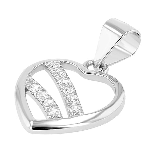 Damen Anhänger – Herz Herzanhänger aus 925 Silber mit Zirkonia