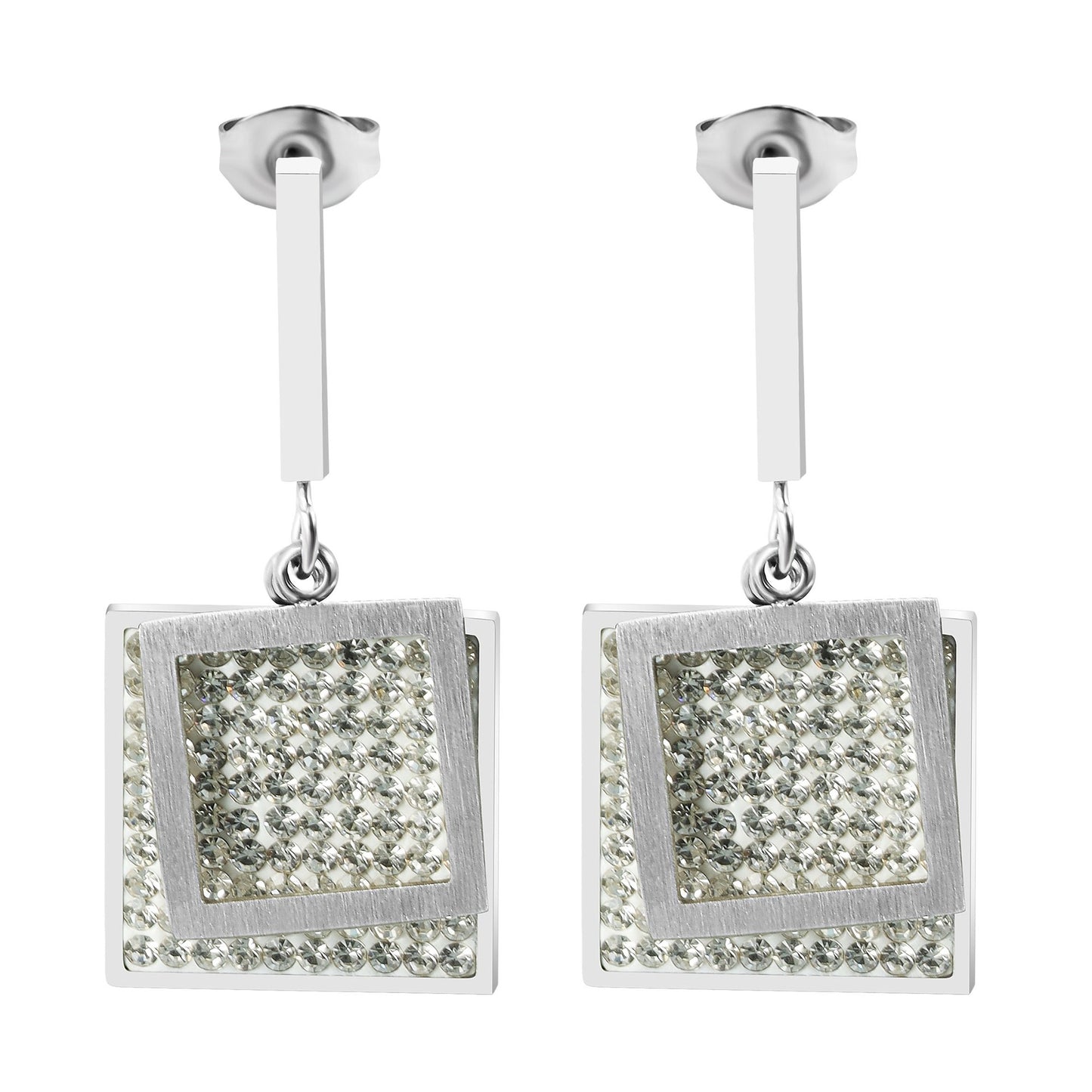 Damen Ohrringe – Ohrstecker aus Edelstahl mit Strass Steinchen