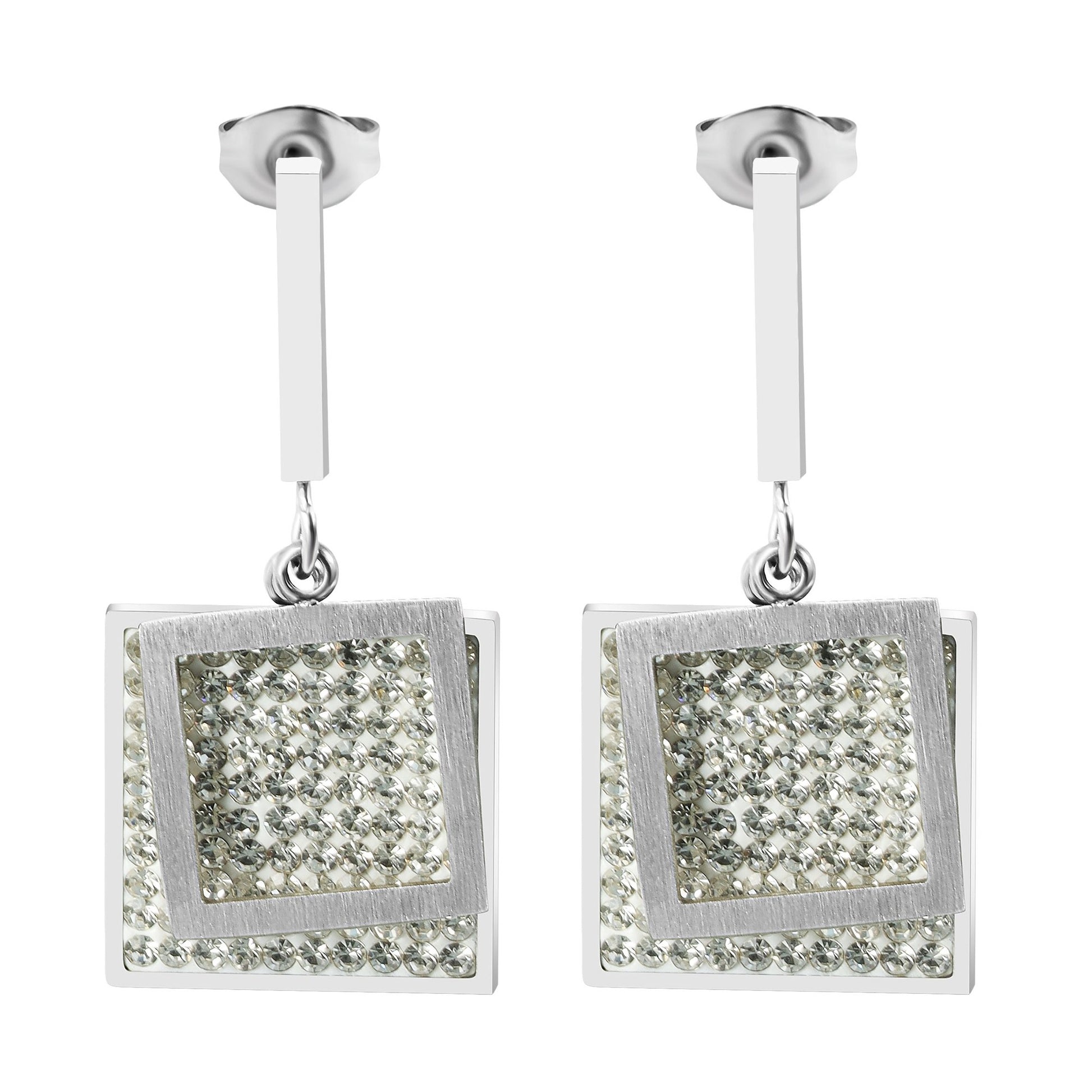 Damen Ohrringe – Ohrstecker aus Edelstahl mit Strass Steinchen